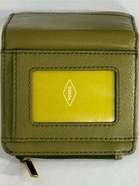 Fossil Olive Green Leather RFID Wallet Bifold